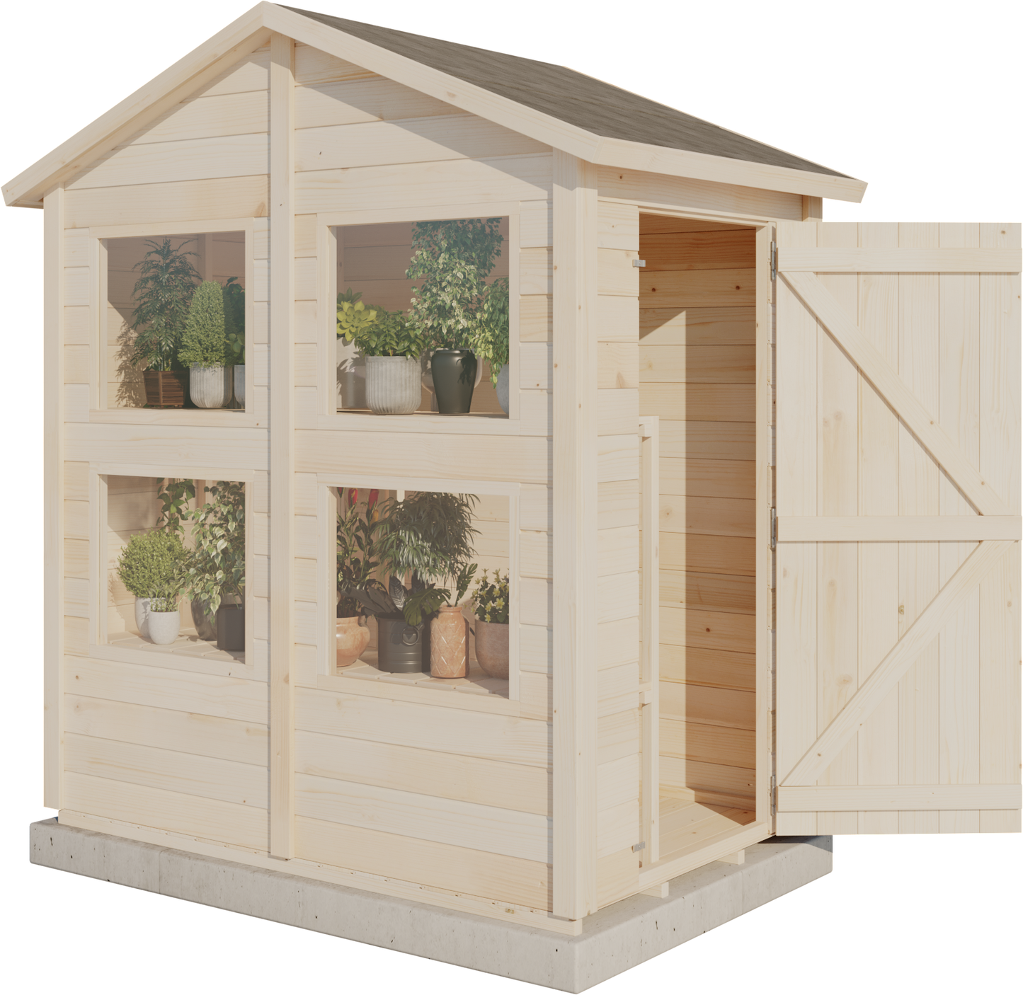 Storehaus Planteskur med saddeltag 126 x 186 cm 